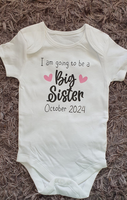 Big Sister Baby Vest | Personalised Baby Vest | Pregnancy Announcement | Sibling Gift | Bodysuit | Any Text | Ireland | Irish