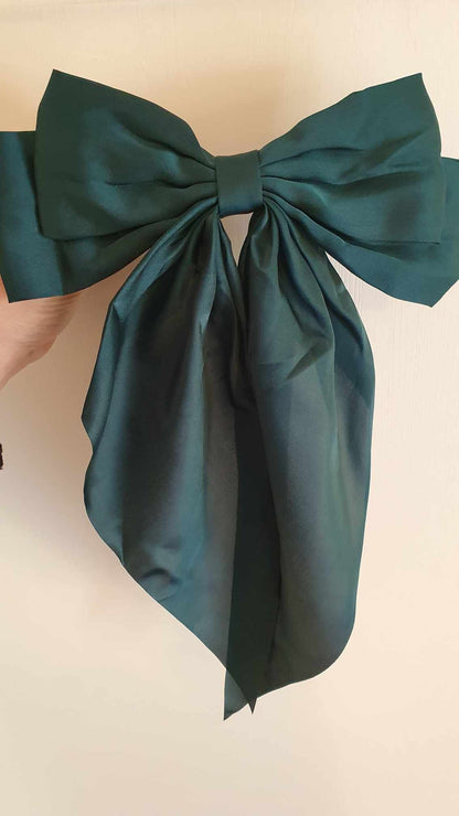 Personalised St Patricks Day Satin Hair Bow, Green Clip Hair Bow, Custom Hair Accessory, Irish, Paddy's Day, Ireland