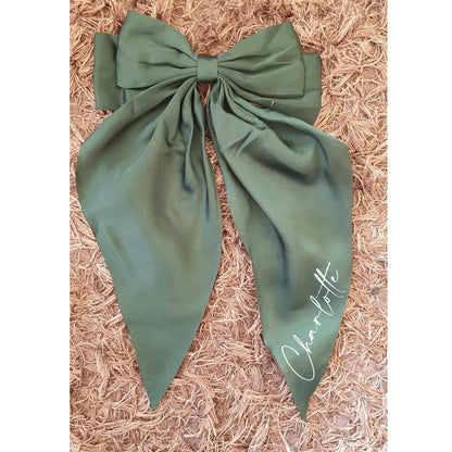 Personalised St Patricks Day Satin Hair Bow, Green Clip Hair Bow, Custom Hair Accessory, Irish, Paddy's Day, Ireland