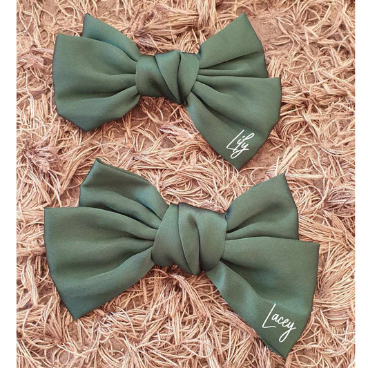 Personalised St Patricks Day Satin Hair Bow, Green Clip Hair Bow, Custom Hair Accessory, Irish, Paddy's Day, Ireland