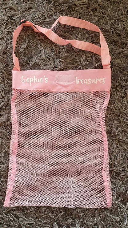 Personalised Seashell Collection Bag, Mesh Beach Bag, Shell Bag, Custom Kids Bag, Holiday Accessory, Children's Vacation, Ireland, Irish