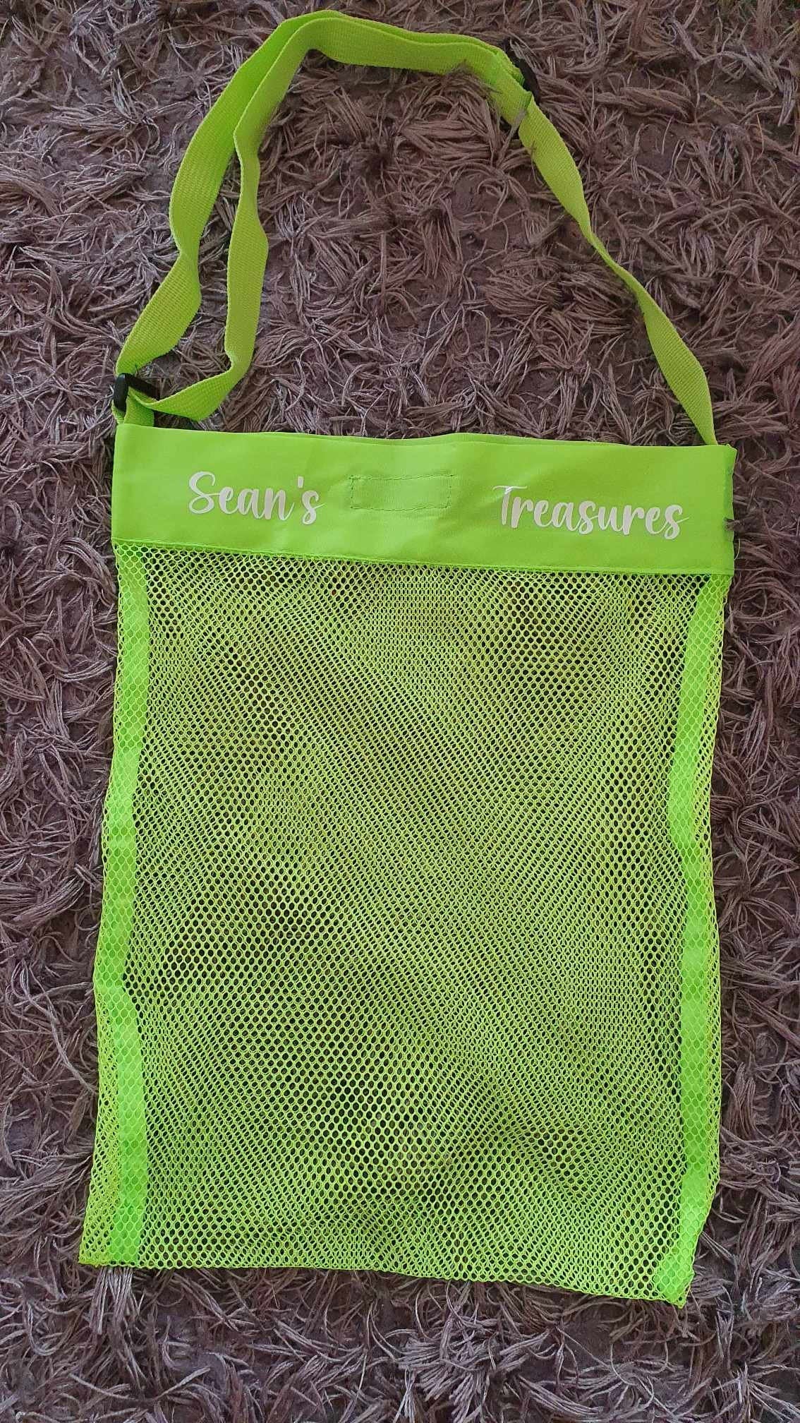 Personalised Seashell Collection Bag, Mesh Beach Bag, Shell Bag, Custom Kids Bag, Holiday Accessory, Children's Vacation, Ireland, Irish