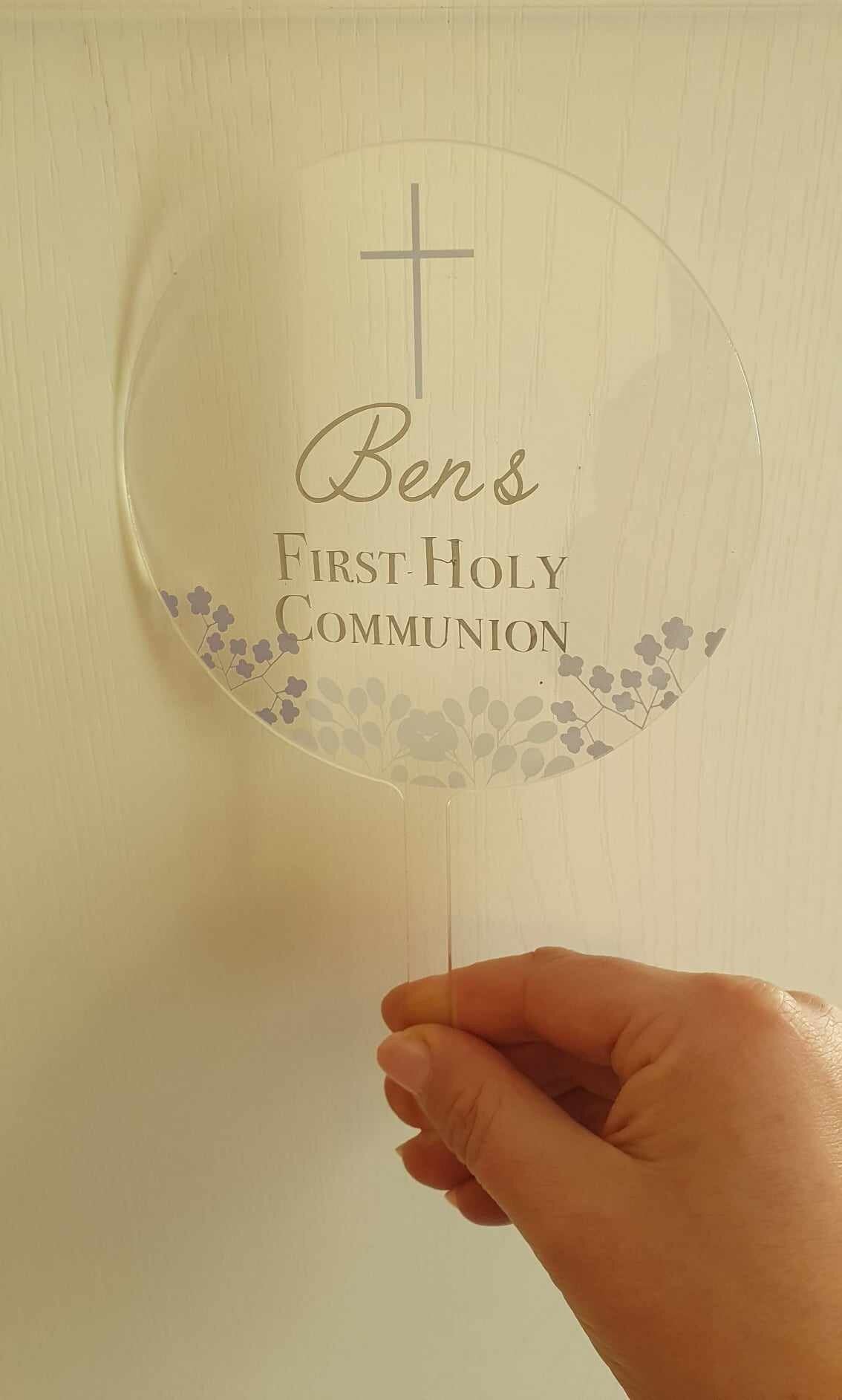 First Holy Communion Cake Topper, Christening Gift, Confirmation, Acrylic Cake Topper, Round Cake Topper, Cake Decoration, Ireland, Irish