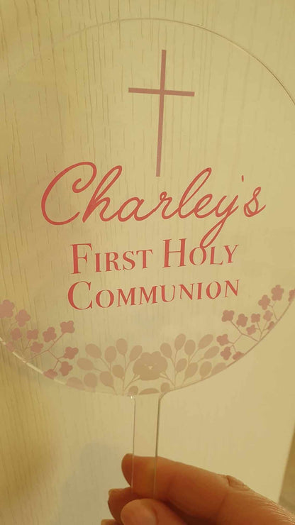 First Holy Communion Cake Topper, Christening Gift, Confirmation, Acrylic Cake Topper, Round Cake Topper, Cake Decoration, Ireland, Irish
