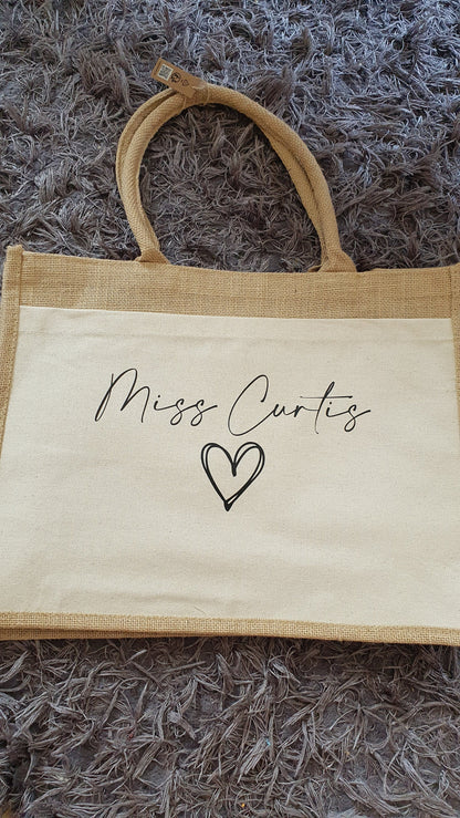 Personalised Tote Bag, Jute Bag With Name, Pocket Bag, Teacher Bag, Beach Bag, Hen Party Bag, Gift for Bridesmaid, Custom, Ireland, Irish