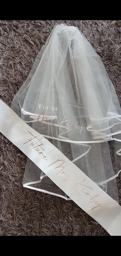 Personalised Hen Party Veil, Veil And Sash Set, Custom Bride To Be Gift, Future Mrs, Bachelorette, Bridal Shower, Ireland, Irish