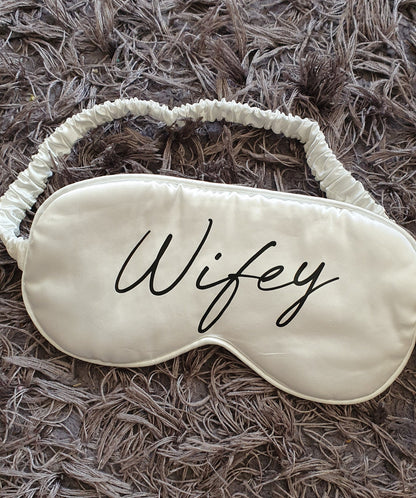 Personalised Wifey Satin Sleep Mask, Eye Mask, Bride Sleepmask, Bridesmaid, Hen Party Favour, Name, Custom Gift for Her, Ireland, Irish