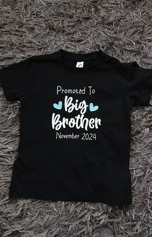 Promoted To Big Brother T-shirt | Personalised Kids Tee | Pregnancy Announcement | Sibling Gift | Any Text  | Ireland | Irish