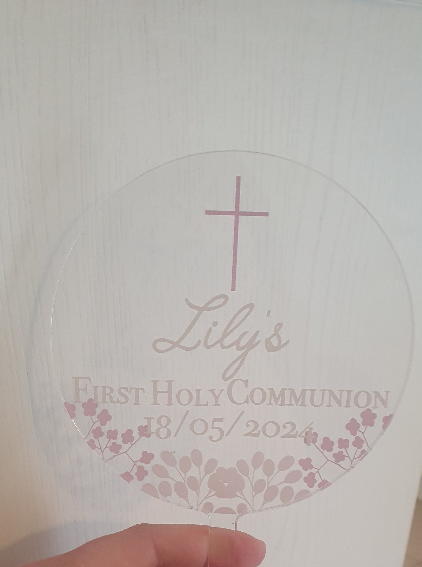 First Holy Communion Cake Topper, Christening Gift, Confirmation, Acrylic Cake Topper, Round Cake Topper, Cake Decoration, Ireland, Irish