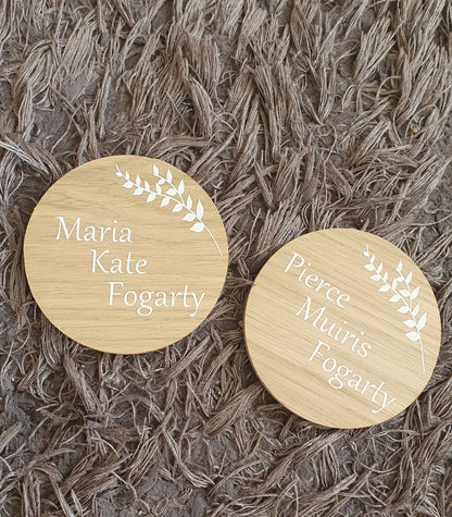 Baby Name Announcement Disc | New Baby Plaque | Birth Announcement | Scan Photo Prop | Mum To Be Gift | Custom Keepsake | Ireland | Irish