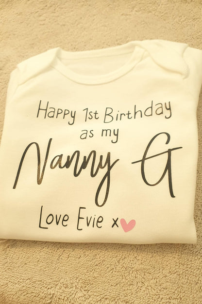 Happy Birthday Grandad Baby Vest | First Birthday As My Grandad Gift | Personalised Bodysuit | Any Text | Baby Boy | Baby Girl | Ireland