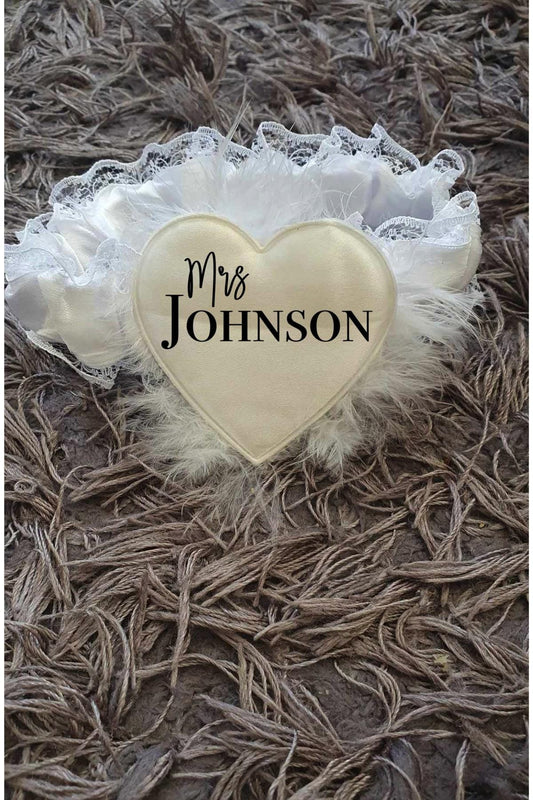 Personalised wedding garter, heart shaped garter, hen party, bachelorette, something blue, custom bride gift, Ireland, Irish