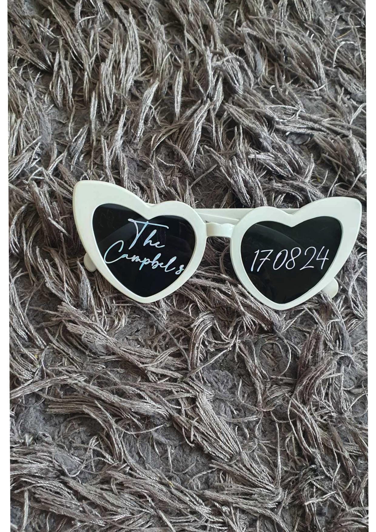 Wedding Sunglasses Personalised, Heart Sunglasses, Mr and Mrs Sun Glasses, Hen Party Prop, Bridesmaids Gift, Wedding Favours, Ireland, Irish