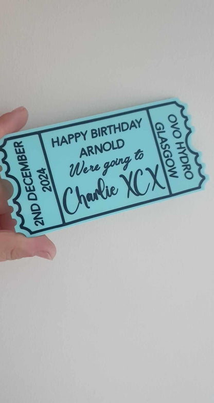Personalised Acrylic Ticket, Custom Concert Ticket, Holiday, Spa Day Voucher, Christmas Experience Gift, Birthday, Ireland, Irish