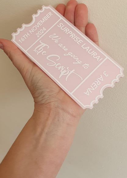 Personalised Acrylic Ticket, Custom Concert Ticket, Holiday, Spa Day Voucher, Christmas Experience Gift, Birthday, Ireland, Irish