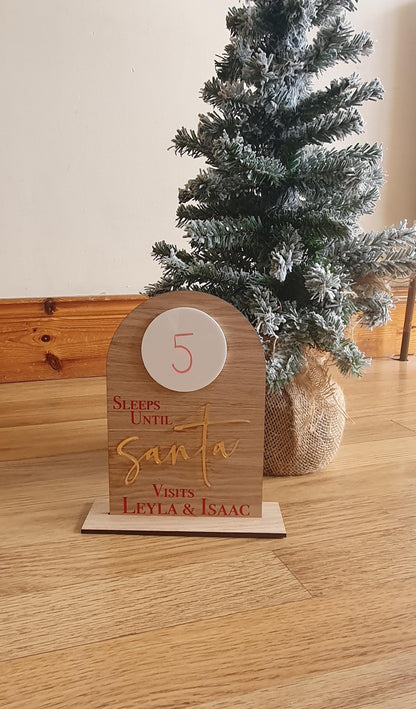 Countdown To Christmas Wooden Sign, Personalised Sleeps Until Christmas Counter, Sleeps Until Santa Sign, Advent Calender, Ireland, Irish
