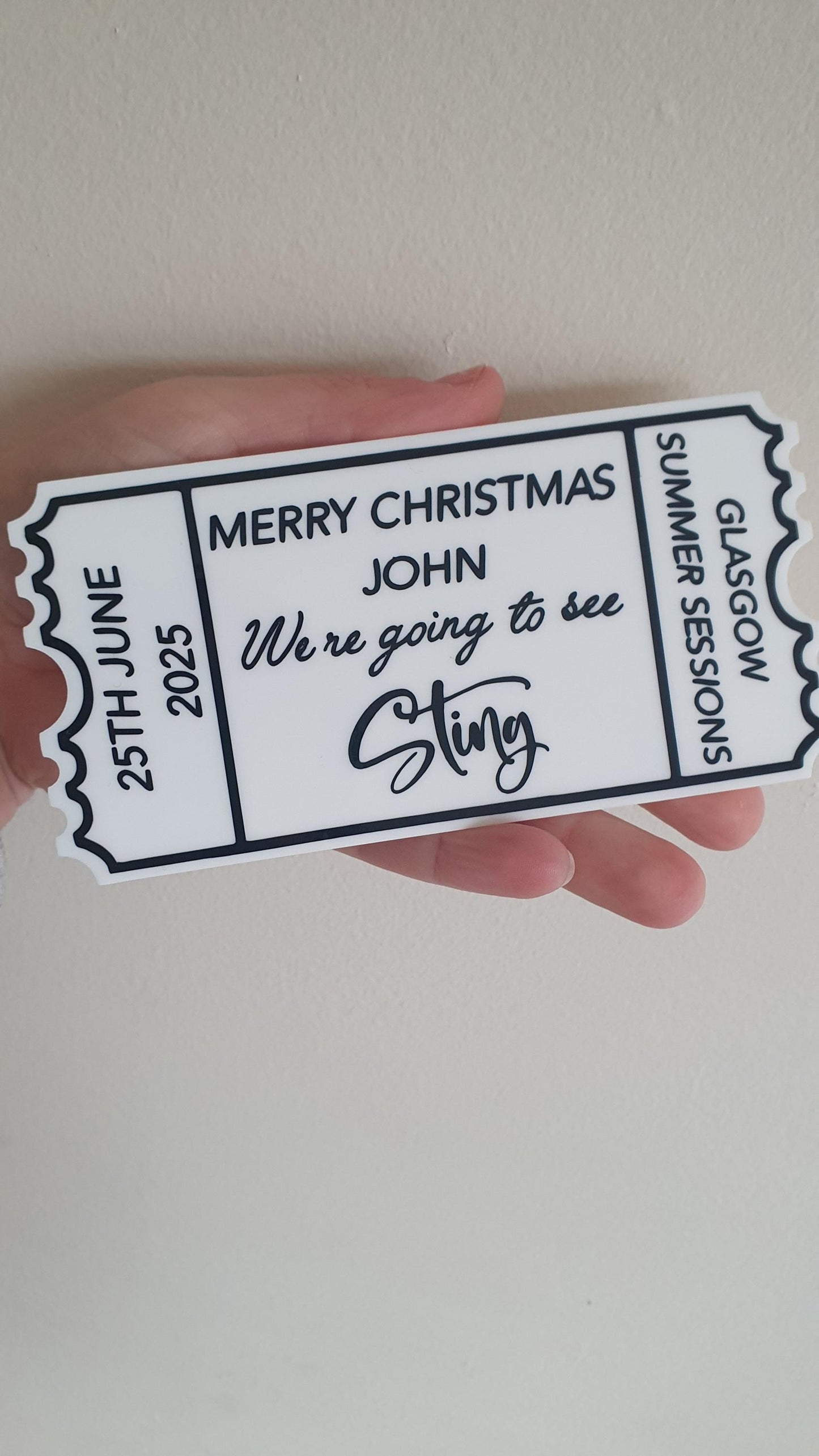 Personalised Acrylic Ticket, Custom Concert Ticket, Holiday, Mothers Day, Spa Day Voucher, Experience Gift, Birthday, Ireland, Irish