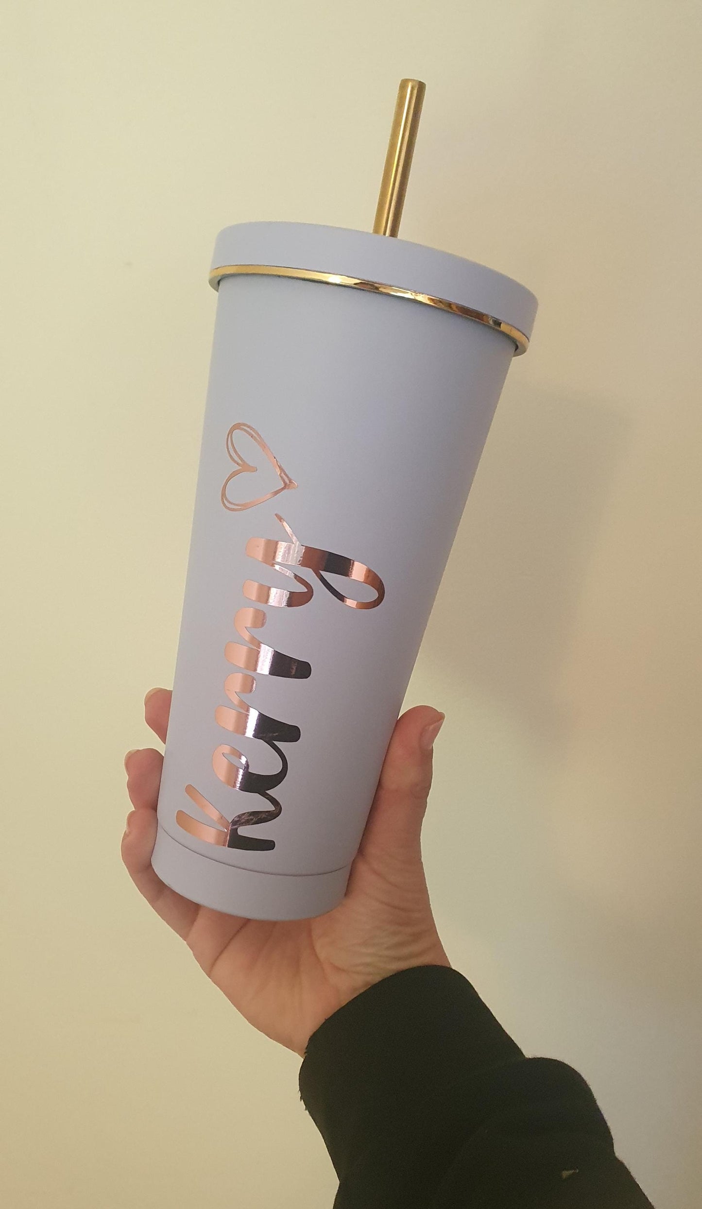 Lilac Gold Tumbler, Personalised Metallic Tumbler, Christmas Stocking Filler, Gift for Daughter, Reusable Cup, Custom Name, Ireland Irish