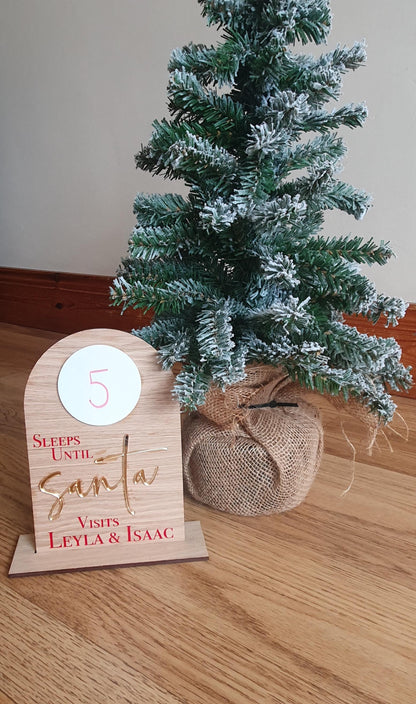 Countdown To Christmas Wooden Sign, Personalised Sleeps Until Christmas Counter, Sleeps Until Santa Sign, Advent Calender, Ireland, Irish