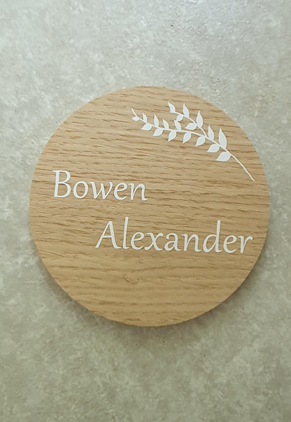Baby Name Announcement Disc | New Baby Plaque | Birth Announcement | Scan Photo Prop | Mum To Be Gift | Custom Keepsake | Ireland | Irish