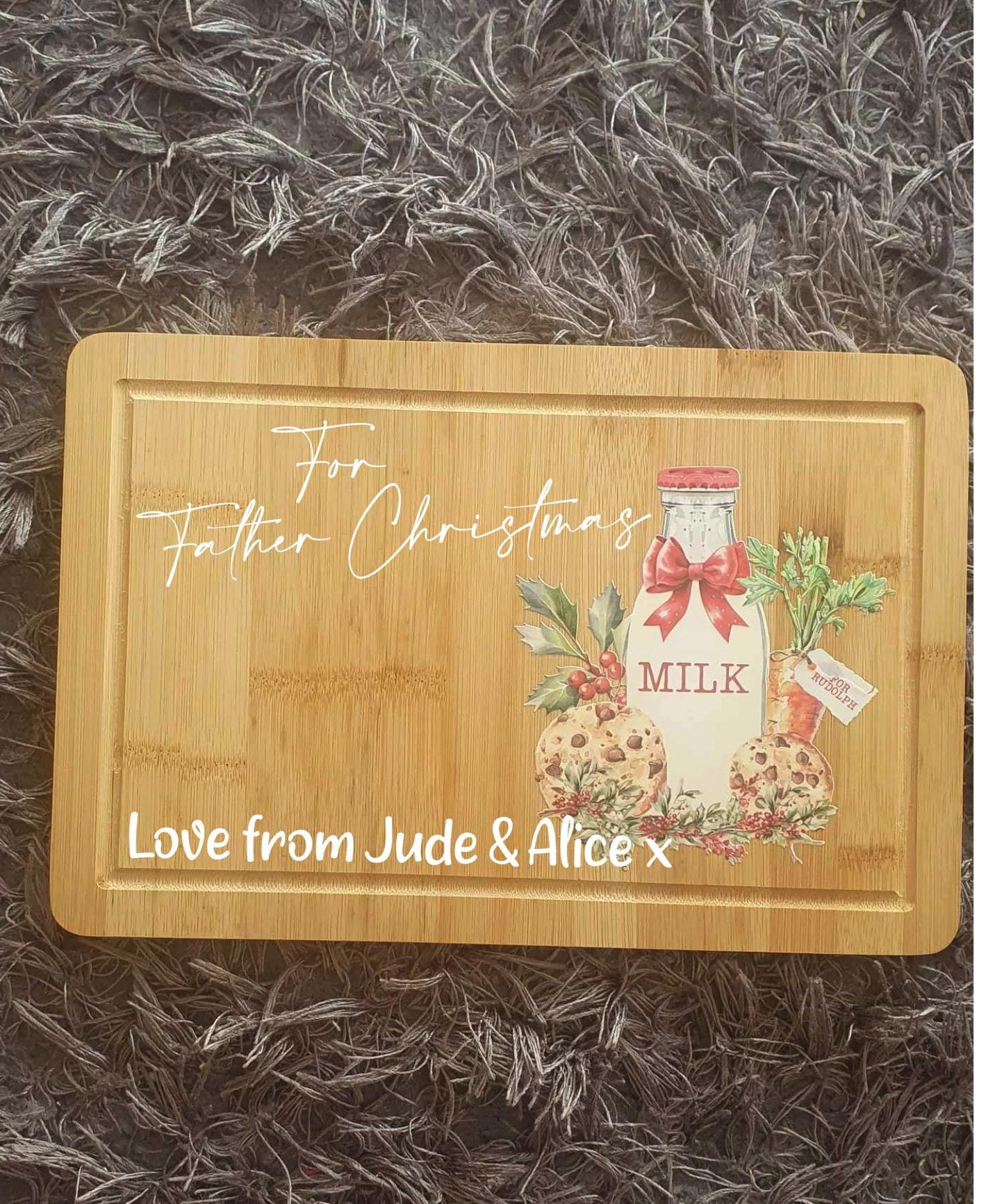 Milk and Cookies For Santa, Personalised Santa Board, Christmas Eve, Father Christmas Treats, Carrot For Rudolph, Wooden, Ireland, Irish