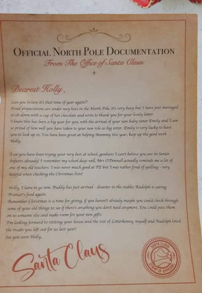 Personalised Letter From Santa, Santa Letter Ireland, Santa Reply Letter, Father Christmas Letter, Mailed To House, Ireland, Irish