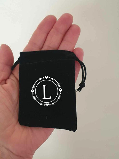 Personalised Jewellery Pouch, Black Velvet Pouch, Custom Necklace Case, Earring, Drawstring Bag, Jewelry Storage, Coin Purse, Ireland, Irish
