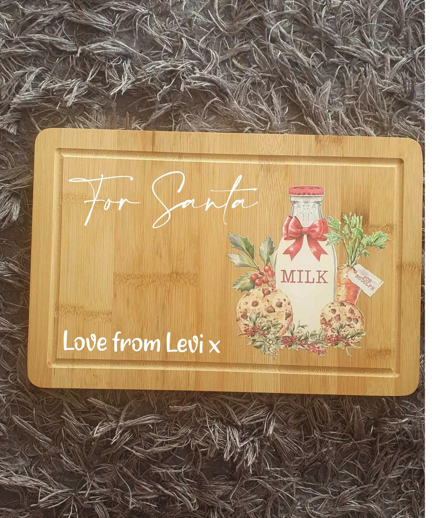 Milk and Cookies For Santa, Personalised Santa Board, Christmas Eve, Father Christmas Treats, Carrot For Rudolph, Wooden, Ireland, Irish