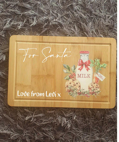 Milk and Cookies For Santa, Personalised Santa Board, Christmas Eve, Father Christmas Treats, Carrot For Rudolph, Wooden, Ireland, Irish