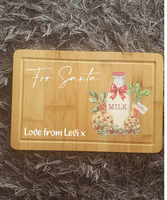 Milk and Cookies For Santa, Personalised Santa Board, Christmas Eve, Father Christmas Treats, Carrot For Rudolph, Wooden, Ireland, Irish