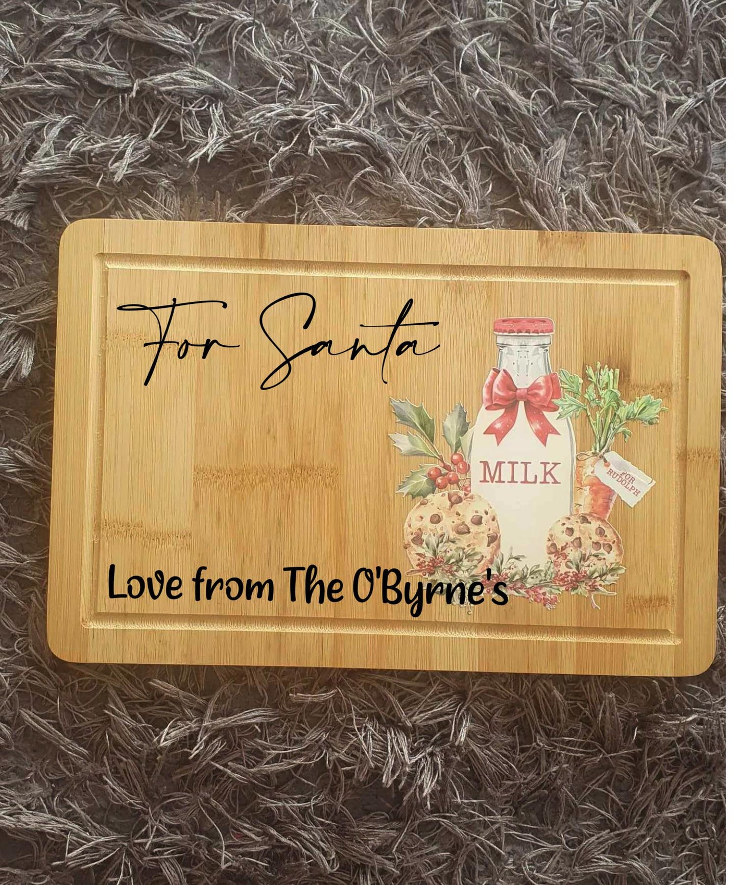Milk and Cookies For Santa, Personalised Santa Board, Christmas Eve, Father Christmas Treats, Carrot For Rudolph, Wooden, Ireland, Irish