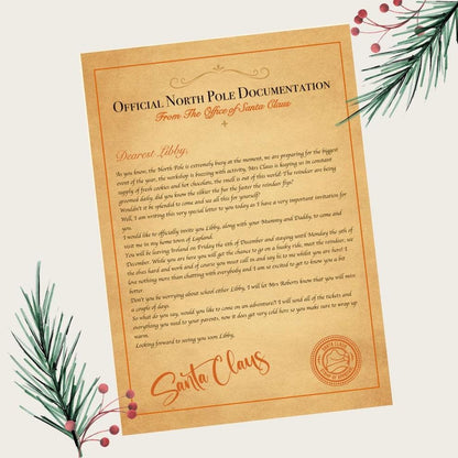 Lapland Invitation Letter, Invite To The North Pole, Personalised Letter From Santa, Santa Letter Ireland, Father Christmas, Ireland, Irish