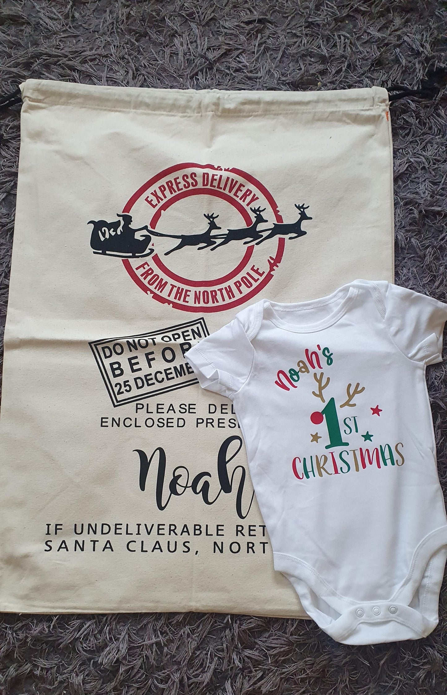 Large Personalised Santa Sack, Christmas Sack, Custom Xmas Bag, First Christmas Tradition, Santa's Delivery, Xmas Eve, Ireland, Irish