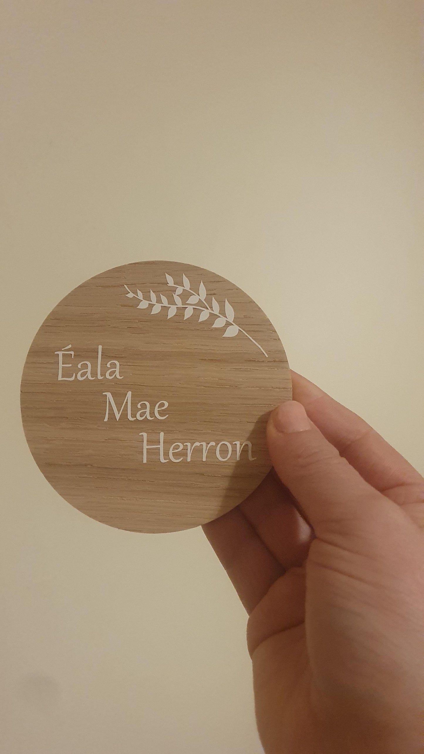 Baby Name Announcement Disc | New Baby Plaque | Birth Announcement | Scan Photo Prop | Mum To Be Gift | Custom Keepsake | Ireland | Irish