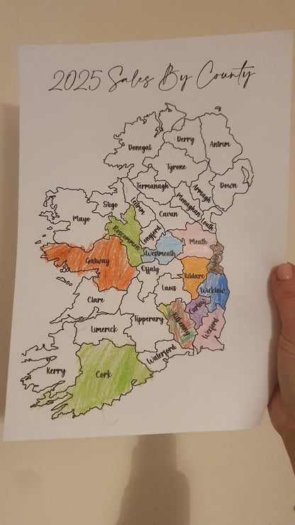 Printable Ireland Sales Tracker, Small Business Tracker Download, Irish Business Tools, Colour In Map Of Ireland, Digital Download