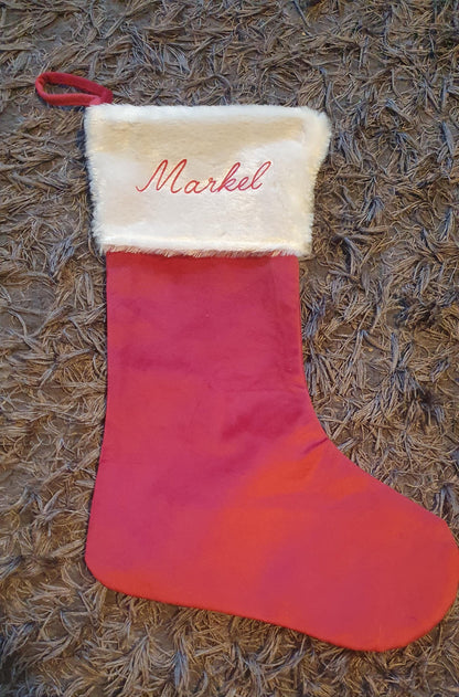 Personalised Christmas Stocking, Red Velvet Stocking, Christmas Stocking With Name, Custom, Matching Family Tradition, Ireland, Irish