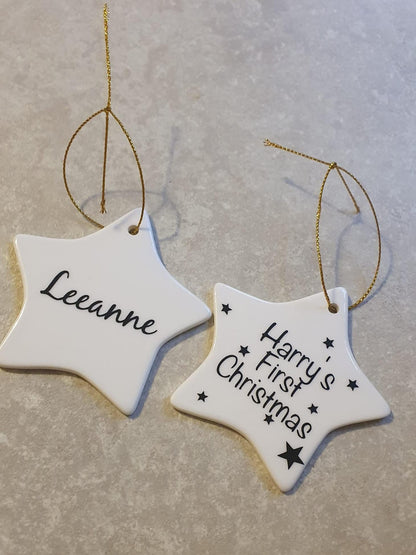 My First Christmas Bauble, Babies First Christmas, Personalised Christmas Tree Ornament, Keepsake Gift, Flat Bauble, Ireland, Irish