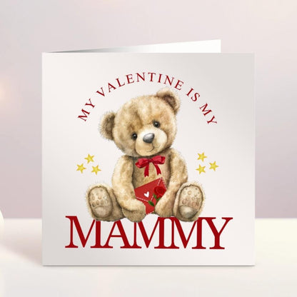 Personalised Valentines Day Card, Mammy Is My Valentine, Mummy, Mommy, Baby's First Valentines Day, Valentines Bear, Ireland, Irish