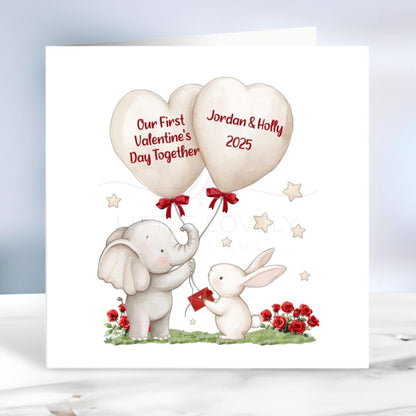 Personalised Valentines Day Card, First Valentines Day Together, Valentines Card For Boyfriend, Girlfriend, Elephant Card, Ireland, Irish