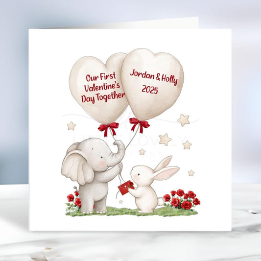 Personalised Valentines Day Card, First Valentines Day Together, Valentines Card For Boyfriend, Girlfriend, Elephant Card, Ireland, Irish
