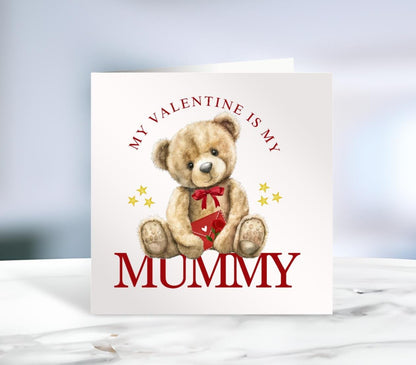 Personalised Valentines Day Card, Mammy Is My Valentine, Mummy, Mommy, Baby's First Valentines Day, Valentines Bear, Ireland, Irish
