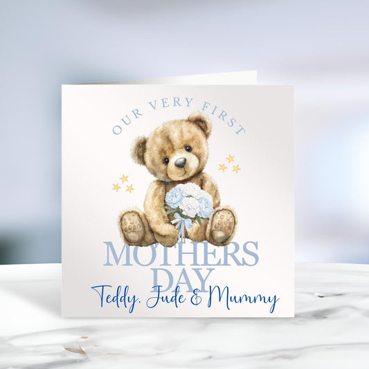 Personalised Mother's Day Card, Our First Mother's Day, Happy Mother's Day Mammy, Mummy, New Mum, Teddy Bear, Ireland, Irish
