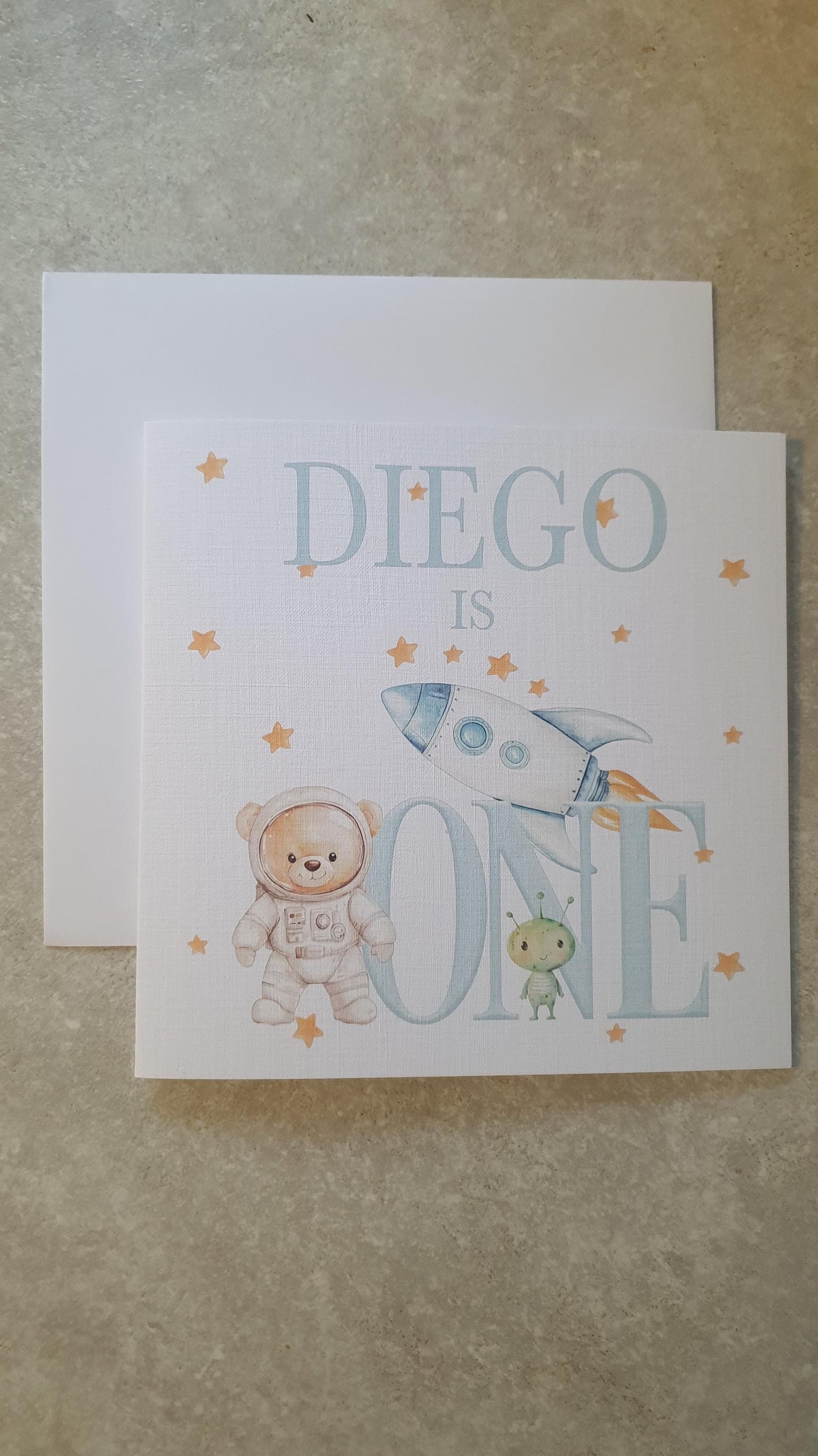 Personalised Boys First Birthday Card, One Card, Custom Text, Birthday Card For Grandson, Son, Nephew, Space Card, Ireland, Irish