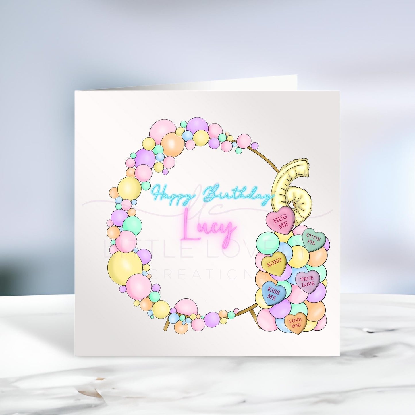 Personalised Birthday Card - Pastel Balloon Arch