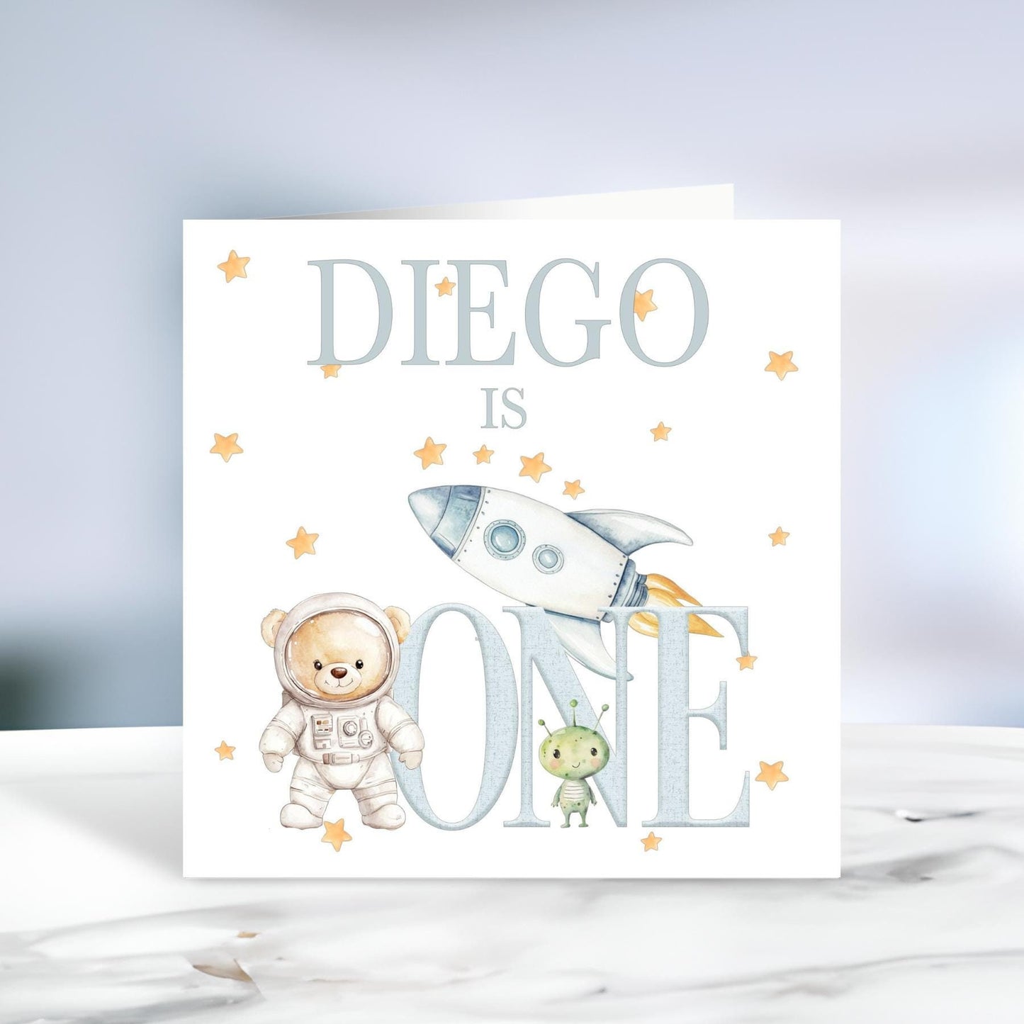 Personalised Boys First Birthday Card, One Card, Custom Text, Birthday Card For Grandson, Son, Nephew, Space Card, Ireland, Irish