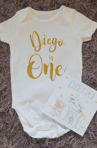 Personalised Boys First Birthday Card, One Card, Custom Text, Birthday Card For Grandson, Son, Nephew, Space Card, Ireland, Irish