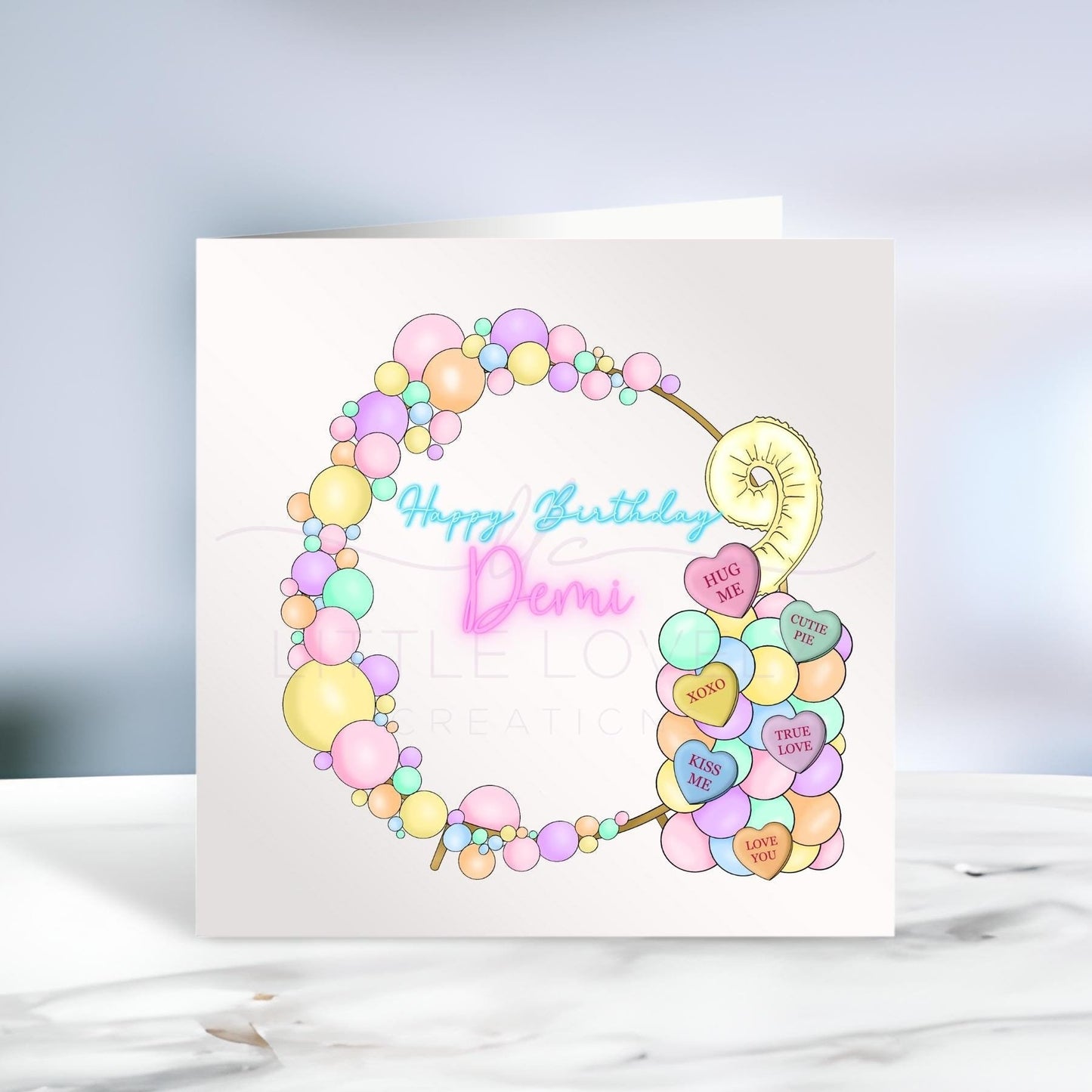Personalised Birthday Card - Pastel Balloon Arch