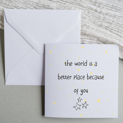 The World Is A Better Place Because Of You Card, Here For You Card, Thinking Of You, Friendship Card, Custom Card, Any Text, Ireland, Irish