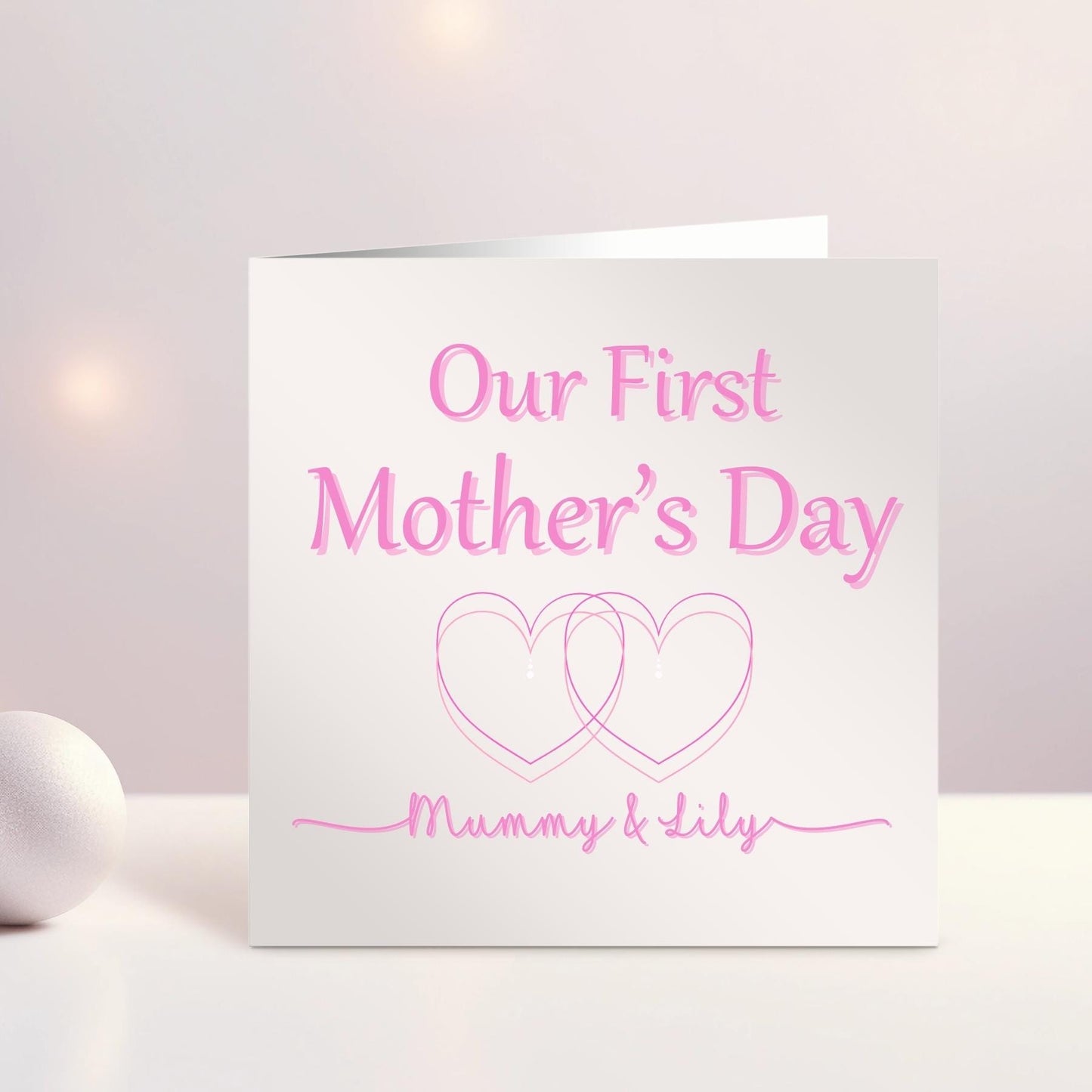 Personalised Mother's Day Card, Happy Mother's Day Mammy, Mummy, Mommy, Baby's First Mother's Day, Blue Heart, Pink Hearts, Ireland, Irish
