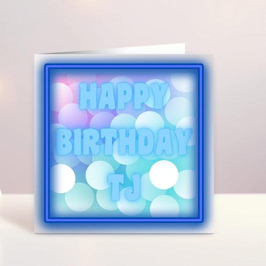 Personalised Birthday Card, Neon Name, Custom Birthday Card, Boys Birthday Card, Girls Card, Custom Name, Ireland, Irish